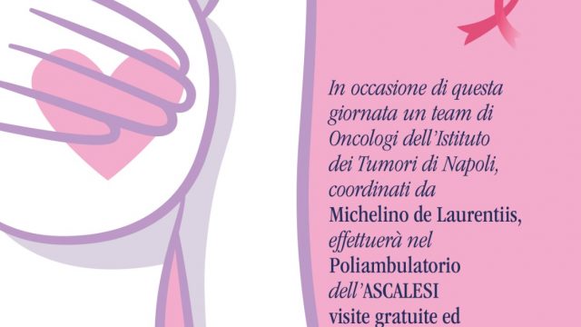 Martedì 8 marzo, in occasione della Festa della Donna, nel poliambulatorio oncologico dell’Ascalesi, a Forcella, dalle 8.30 alle 13.30, gli oncologi del Pascale, coordinati da Michelino de Laurentiis, effettueranno visite gratuite e ecografie, senza prenotazioni, al seno.